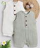 Cot & Candy Sleeveless Round Neck Solid Muslin Romper  -Milk and Sage