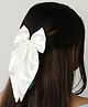 Arendelle Satin Long Tail Bow Detailed Hair Clip - Pearl White