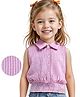 Babyhug Woven SeerSucker Sleeveless Striped Front Open Top with Smocking Detailing - Pink