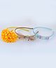 Tia Hair Accessories Set Of 3 Floral & Bunny Embellished Hair Bands - Yellow Light Blue & Golden Pink