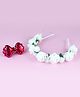 Tia Hair Accessories Set Of 2 Floral Detailed Hair Band & Sequin Bow Embellished Hair Clip - White & Red