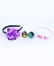 Tia Hair Accessories Set Of 3 Floral & Bunny Detailed Hair Bands With  Sequin Bow Embellished Hair Clip - Lavender Purple Pink & Multi Colour