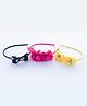 Tia Hair Accessories Set Of 3 Floral & Bow Embellished Hair Bands - Dark Pink Black & Yellow