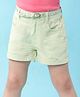 Babyhug Twill Woven Mid Thigh Shorts with Belt - Light Green