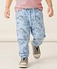 Babyhug Twill Woven Full Length Dino Printed Stretchable Joggers - Light Blue