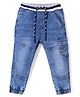 Babyhug Denim Full Length Solid Joggers  - Blue