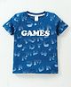 Taeko Single Jersey Knit Half Sleeves T-Shirts Text Print - Blue
