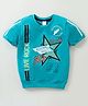 Taeko Single Jersey Knit Half Sleeves T-Shirt with Star & Text  Print - Blue