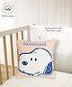 Mi Arcus Peanuts Snoopy Printed Premium Soft Cushion for Kids  Peach (35x35 cm)