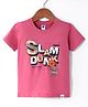 Teddy Sinker Knit Half Sleeves T-Shirt Aeroplane Print -Pink