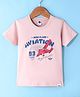 Teddy Sinker Knit Half Sleeves T-Shirt Basketball Print - Pink