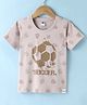Teddy Sinker Knit Half Sleeves T-Shirt Football Print - Brown