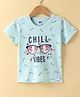 Teddy Sinker Knit Half Sleeves T-Shirt With Sunglasses Print - Green