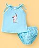 Tango Single Jersey Knit Sleeveless Innerwear Sets Kitty Print - Aqua Blue