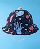 Babyhug Bucket Hat Aquatic Animal Print - Navy Blue