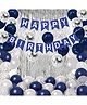 Surprise Decor Blue Birthday Decorations, Birthday Supplies, Birthday Banner, Blue White Silver Confetti Latex Balloons with 2 Foil Fringe Curtains, Birthday Decorations