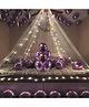 Surprise Decor 61pcs Chrome Purple with white net Party Supplies Birthday Decorations for Girls Boys, Balloons, Net Backdrop, Led light for Party Decoration (Purple White) Size - 10ft X 5ft