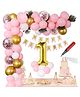 Surprise Decor 1st Birthday Decorations - Blue Decorations Set Including Air Pump, Aluminum Foil Paper No.1 Balloon, Gold Confetti Balloons, Gold Balloons - Blue