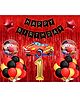 Surprise Decor Car Latex Mcqueen Car Theme 1st Birthday Decoration for Boys (Pack of 39, Red & Black)