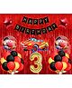 Surprise Decor Car Latex Mcqueen Car Theme 3rd Birthday Decoration for Boys (Pack of 39, Red & Black)