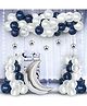 Surprise Decor Rubber Happy Birthday Decoration Items - White And Blue Balloons Pack Of 43 For Kids Birthday Decorations|Blue Balloons For Decoration|Moon And Stars Decoration|Welcome Home Decoration