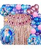 Surprise Decor Frozen Theme Birthday Decoration Set of 68pc for Girls- 5pc Princess Elsa Foil Balloon, 60pc Multicolor Balloons, 2 pc Rose Gold Curtains, 1 Banner ( Elsa Princess Theme Birthday Decoration)