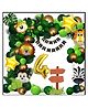 Surprise Decor 4th Happy Birthday Decoration Combo Jungle Theme Happy Birthday 4 Year Decoration Kit For Boy & Girl Birthday Party Decoration 77 Pcs
