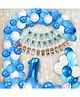 Surprise Decor 1st Birthday Decoration Items Combo- Set of 56 Pcs | 12 Months Photo Banner(cardstock) for Birthday | Blue Birthday Decoration with Led Light | Balloons for Decoration