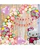 Surprise Decor Hello Kitty Happy Birthday Decoration Balloons Banner with LED Light Net Backdrop Curtain Set of 106 Pcs