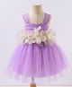 Kookie Kids Sleeveless Party Frock with Floral Corsage - Purple