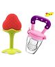 Joy Buzz Baby Silicone Fruit Teether & Fruit Feeder Combo - Red & Purple