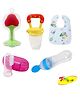 Joy Buzz Baby Fruit Feeder Pacifier Silicone Baby Food Dispensing Spoon 90 ml Fruit Teether Finger Brush & Baby Bib Combo - Multicolor