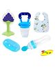 Joy Buzz Baby Fruit Feeder Pacifier Silicone Baby Food Dispensing Spoon 90 ml Fruit Teether Finger Brush & Baby Bib Combo - Blue