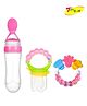 Joy buzz Baby Silicone Spoon Feeder Fruit Feeder & Rattle teether combo - Pack Of 3 - Pink