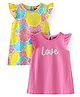 Babyhug Cotton Knit Frill Sleeves Lemon & Polka Dots Printed Nighty Pack of 2 - Multicolour