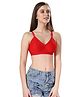 Fabme Cotton Seamless CrossBelt Design Non Padded Everyday Bra - Red