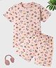 Funkrafts Cotton Half Sleeves Movie Theme Printed Tee & Shorts Coordinating Set - Peach