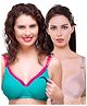 Inner Sense Antimicrobial Maternity Nursing Bra Pack of 2 - Green & Light Pink