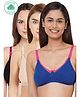 Inner Sense Antimicrobial Maternity Nursing Bra Pack of 3 - Blue Pink Black