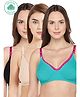 Inner Sense Antimicrobial Maternity Nursing Bra Pack of 3 - Green Black Pink