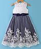 Mark & Mia Sleeveless Party Frock with Floral Embroidery Bow Applique - Blue