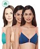 Inner Sense Antimicrobial Maternity Nursing Bras Pack of 3 - Skin Royal Blue Green