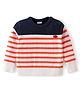 Babyhug Cotton Knitted Full Sleeves Pullovers Striped Sweater - Orange & Navy Blue