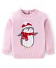 Babyhug Knitted Full Sleeves Sweater with Penguin Design -Pink