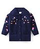 Babyhug Knitted Full Sleeves Sweater with Floral Embroidery - Navy Blue
