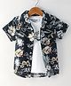 Smarty Boys  100% Cotton Knit Half Sleeves Shirt with Inner T-Shirt Floral & Text Print - Navy Blue
