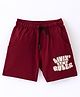 Smarty Boys Shorts Premium Lycra Loop Knit Knee Length Shorts Text Print - Maroon