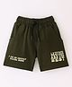 Smarty Boys Shorts Premium Lycra Loop Knit Knee Length Shorts Text Print - Green