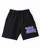 Smarty Boys Shorts Premium Lycra Loop Knit Knee Length Shorts Text Print - Black