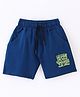 Smarty Boys Shorts Premium Lycra Loop Knit Knee Length Shorts Text Print - Blue